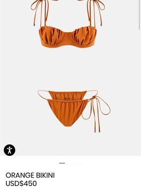 The Attico Orange Ruched Tie-Side Bikini